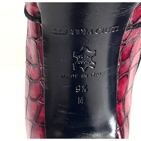 VTG Claudia Ciuti Dark Red Croc Shoe Open Toe Pump 9.5 - Picture 7 of 10